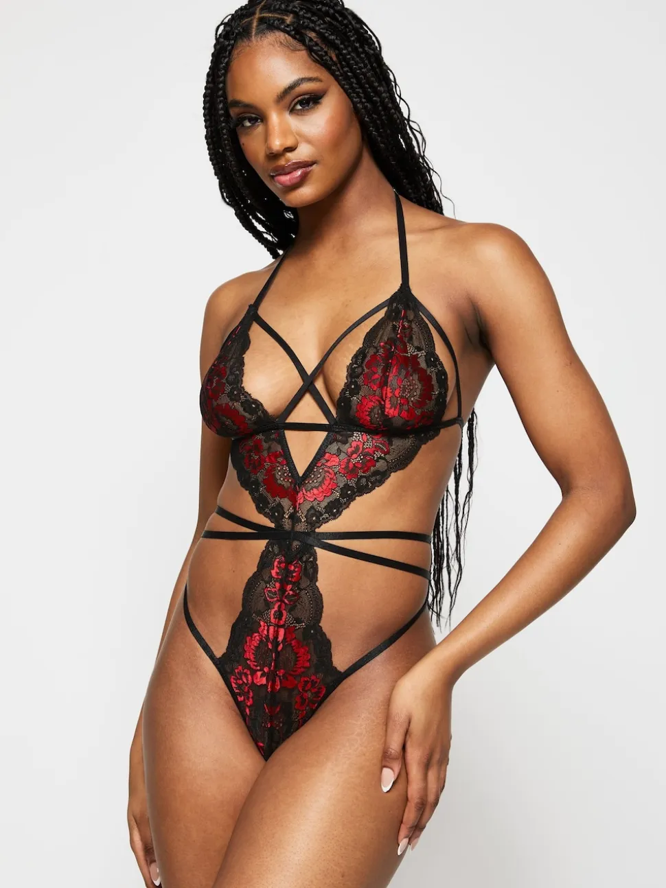 Ann Summers Black Liberty Floral Lace Crotchless Bodies
