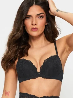 Ann Summers Black Pad Plunge Sexy Lace Underwired Bras 2 Pack