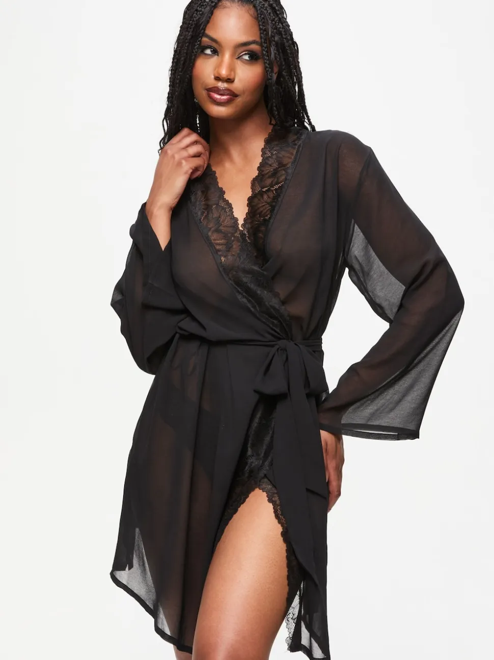 Ann Summers Black The Promising Chiffon Robe