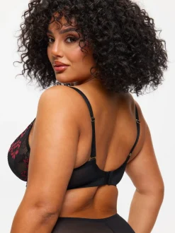 Ann Summers Black/Red DD+ Non Pad Plunge Sexy Lace Bra