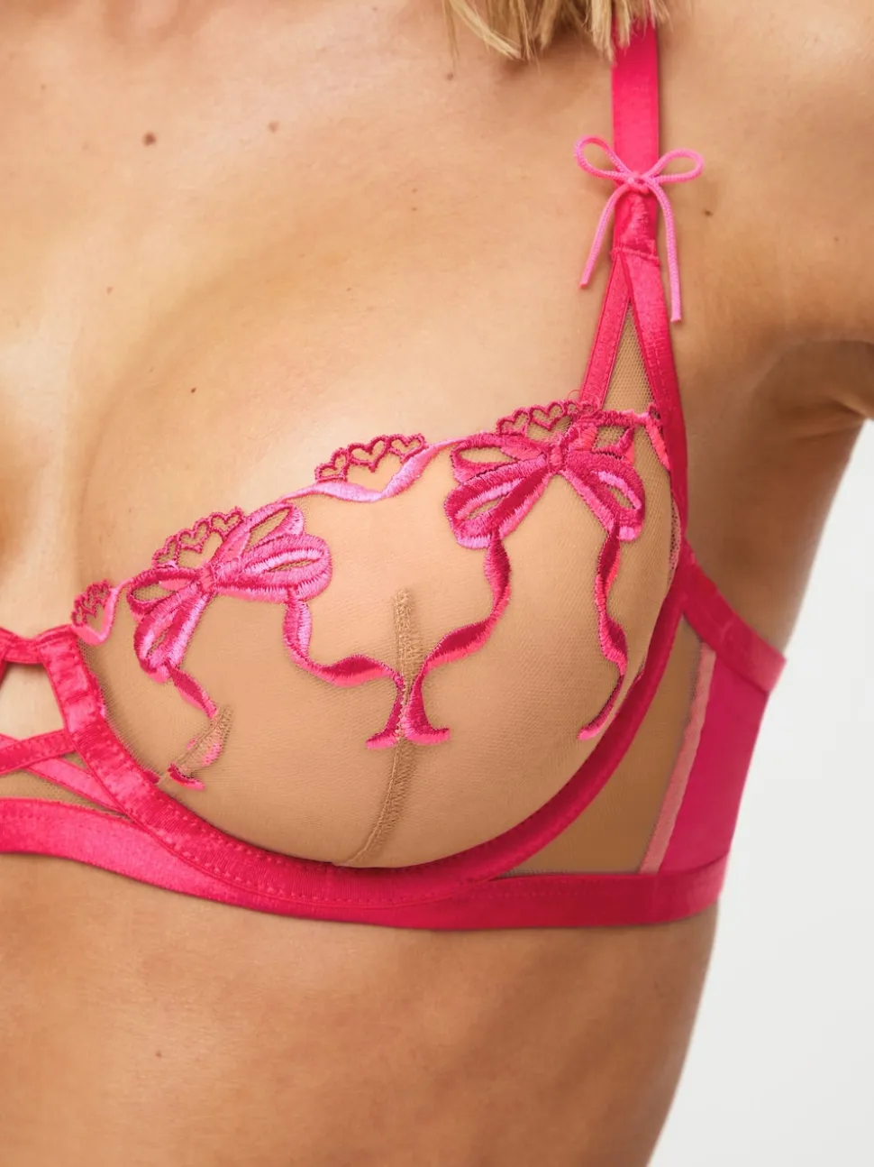 Ann Summers Pink Bound By Love Non Pad Balcony Bra