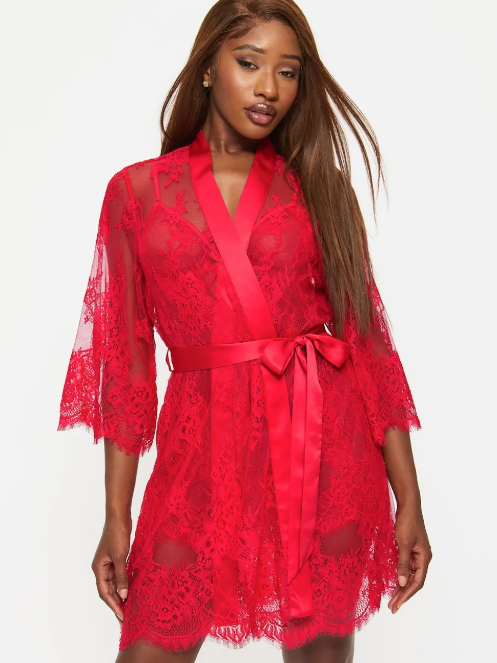 Ann Summers Red Availing All Over Lace Robe