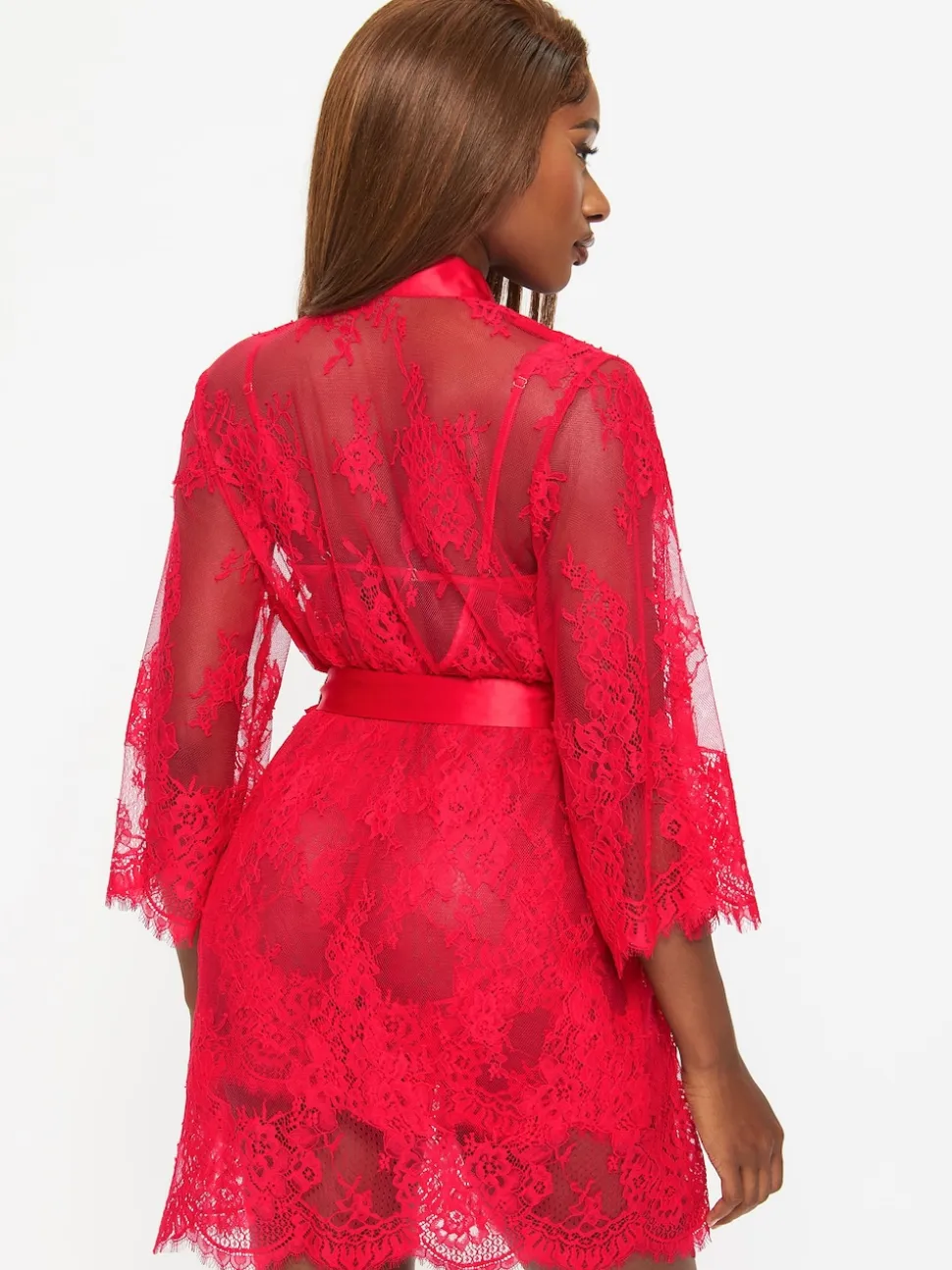 Ann Summers Red Availing All Over Lace Robe