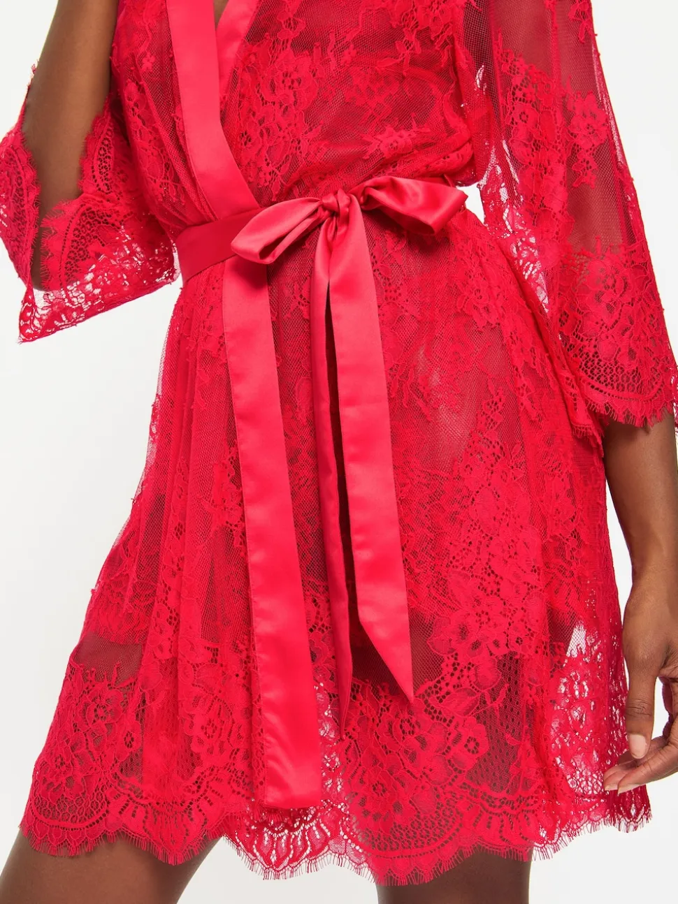 Ann Summers Red Availing All Over Lace Robe