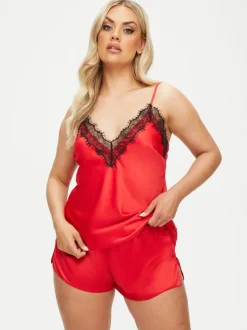 Ann Summers Red Cerise Satin Cami Set
