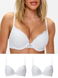 Ann Summers White Pad Plunge Sexy Lace Underwired Bras 2 Pack