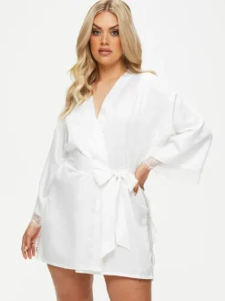 Ann Summers White Satin Cherryann Robe Dressing Gown