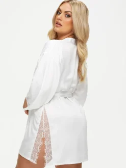 Ann Summers White Satin Cherryann Robe Dressing Gown