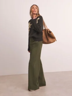 Anthology By JD WIlliams Green Premium Ponte Wide Leg Trousers