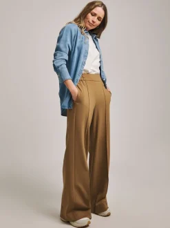 Anthology By JD WIlliams Camel Premium Ponte Wide Leg Trousers