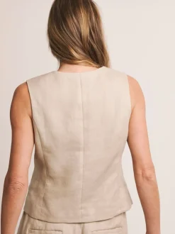 Anthology By JD Williams Natural Premium 100% Linen Waistcoat