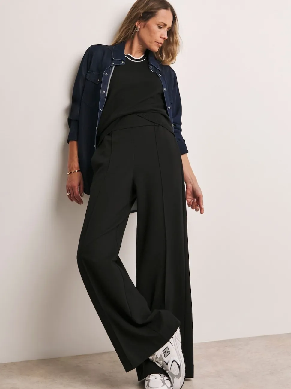 Anthology By JD WIlliams Black Premium Ponte Wide Leg Trousers