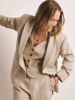 Anthology By JD Williams Natural Premium 100% Linen Blazer