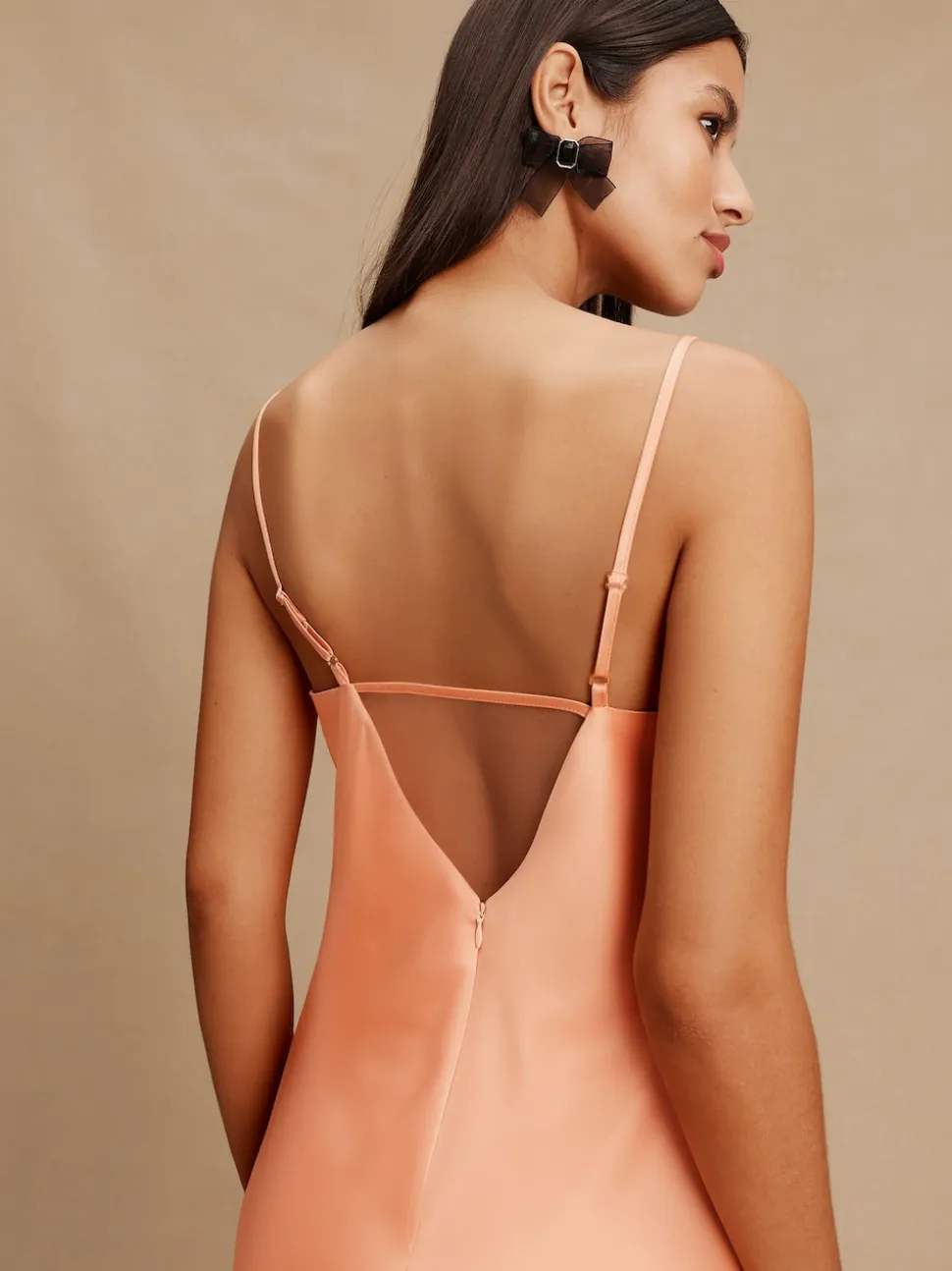 Apricot Satin Cowl Neck Wedding Guest Bridesmaid Maxi Dress