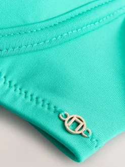 Aqua Green Bow Front Padded Wired Bikini Top