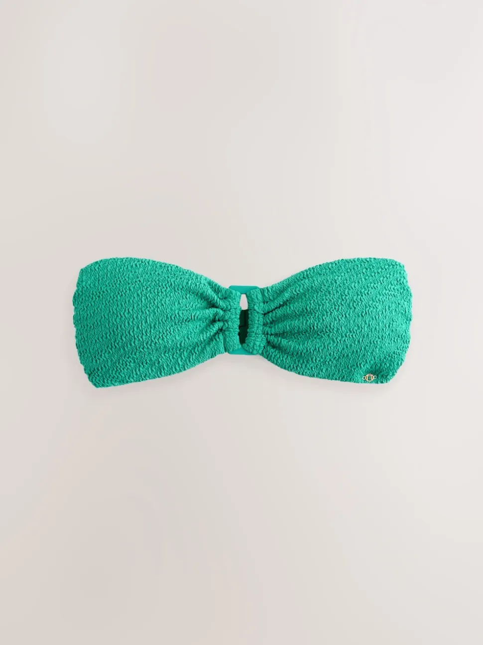 Aqua Green Crinkle Trim Bandeau Bikini Top