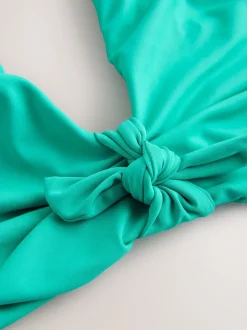 Aqua Green DD+ Knot Front Plunge Bikini Top