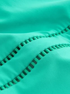 Aqua Green High Neck Tummy Control Shaping Swimsuit