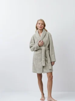 Aruelle Ela Luxury Mid Length Chevron Design Cream Robe