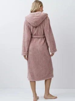 Aruelle Martha Pink Luxury Ribbed Mid-Length Dressing Gown