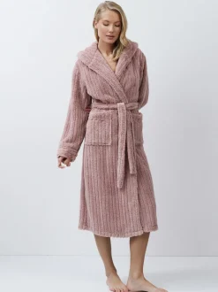 Aruelle Martha Pink Luxury Ribbed Mid-Length Dressing Gown
