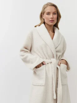 Aruelle Simone Full Length Textured Cream Robe