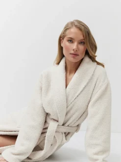 Aruelle Simone Full Length Textured Cream Robe