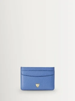 Aspinal of London Blue Slim Credit Card Case Pebble Leather