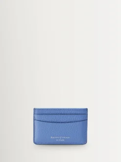 Aspinal of London Blue Slim Credit Card Case Pebble Leather