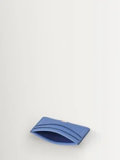 Aspinal of London Blue Slim Credit Card Case Pebble Leather