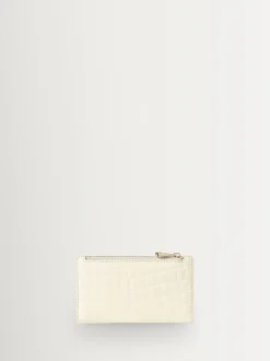 Aspinal of London White Mayfair Coin & Card Wallet Pnt Croc Leather