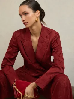 Atelier Red Ottelie Atelier Jacquard Double-Breasted Blazer