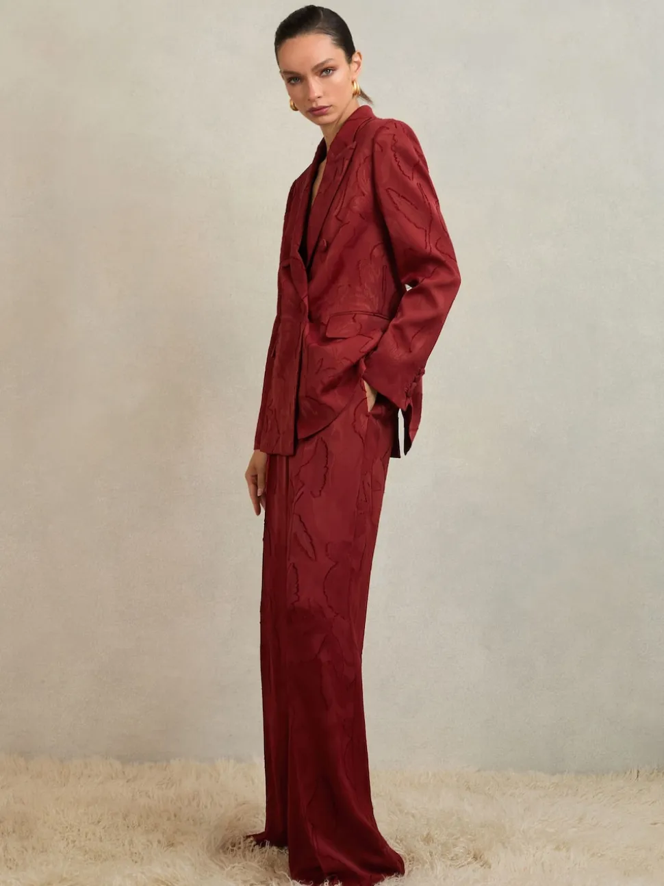 Atelier Red Ottelie Atelier Jacquard Double-Breasted Blazer