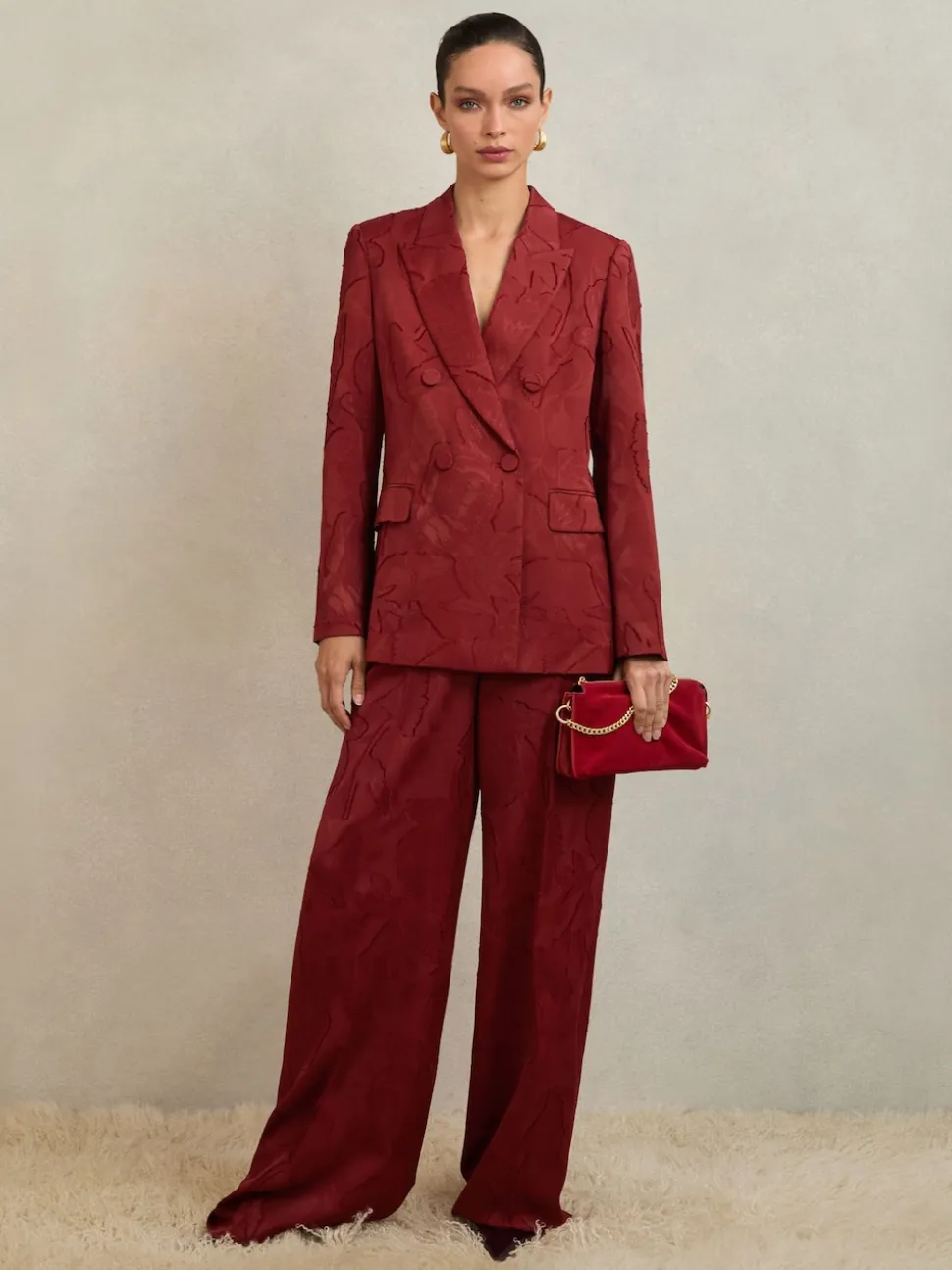 Atelier Red Ottelie Atelier Jacquard Double-Breasted Blazer