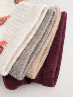Autumn Animals Ditsy Trainers Socks 4 Pack