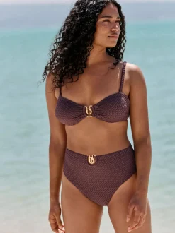 B by Ted Baker Lurex High Leg Bikini Chocolate Brown Briefs