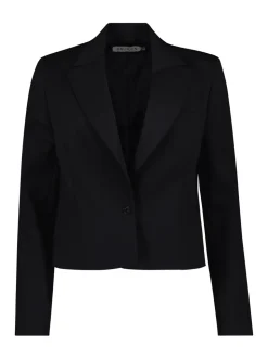 Baukjen Pelin Wool Blend Cropped Black Blazer
