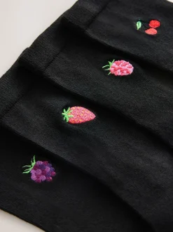 Berries Embroidered Motif Ankle Socks 4 Pack