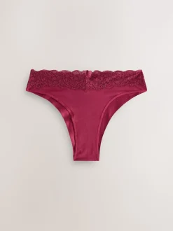Berry Bow Print Extra High Leg Cotton Lace Knickers 4 Pack