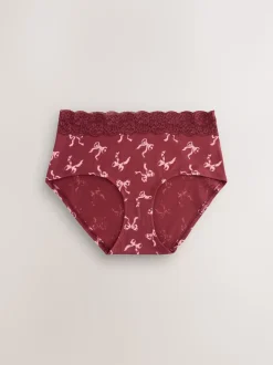 Berry Bow Print Midi Cotton Lace Knickers 4 Pack