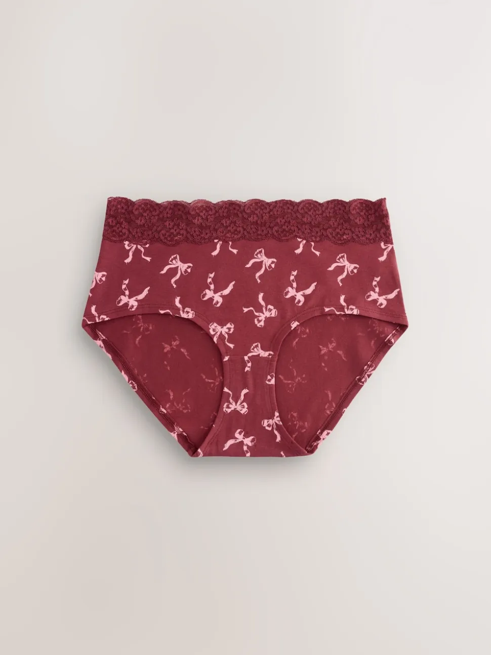 Berry Bow Print Midi Cotton Lace Knickers 4 Pack