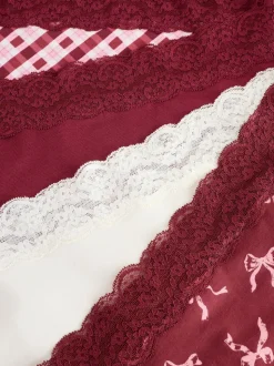 Berry Bow Print Midi Cotton Lace Knickers 4 Pack