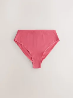 Berry Pink High Waist High Leg Cotton Rich Knickers 5 Pack