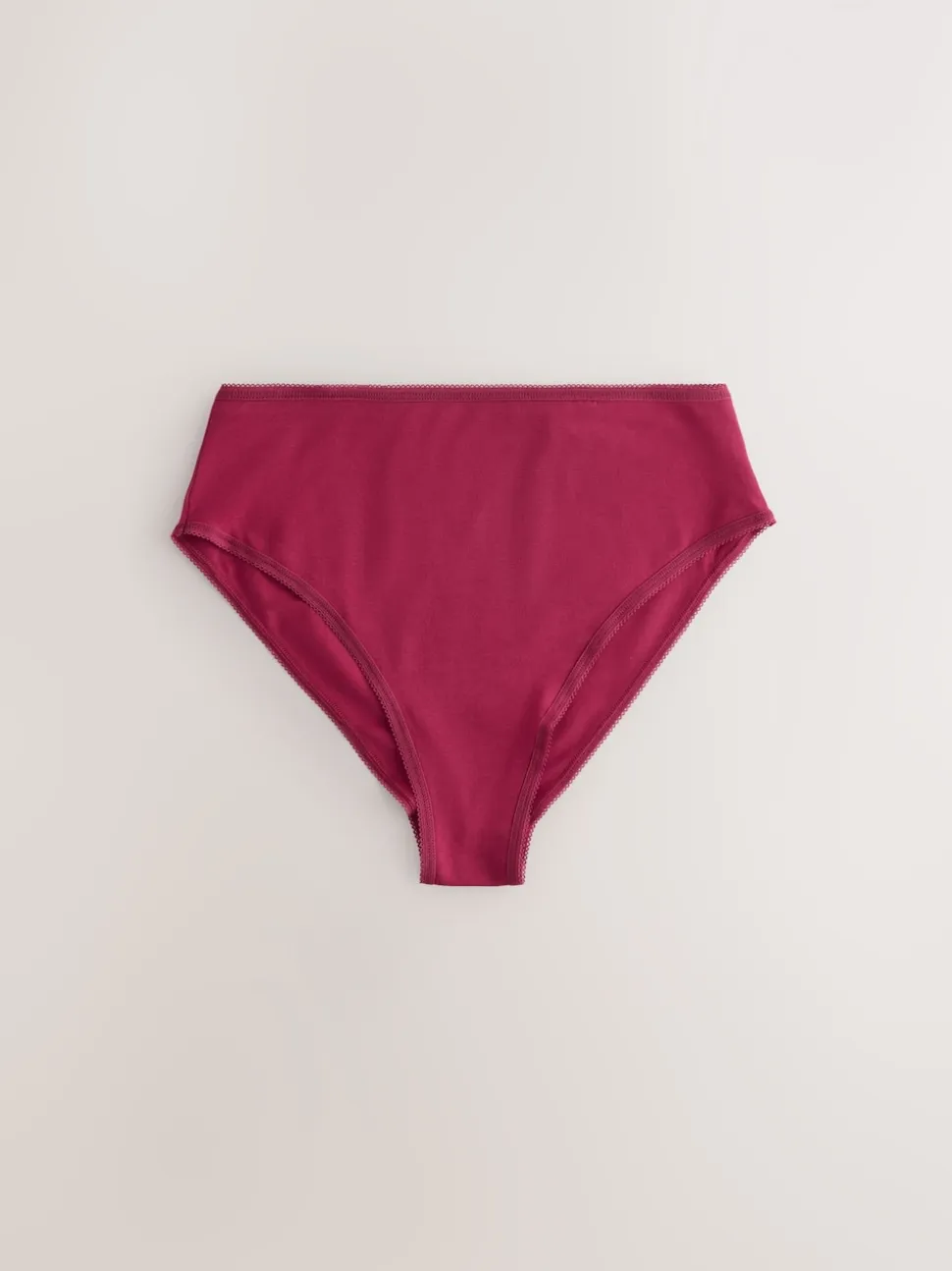 Berry Pink High Waist High Leg Cotton Rich Knickers 5 Pack