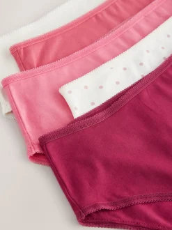 Berry Pink High Waist High Leg Cotton Rich Knickers 5 Pack