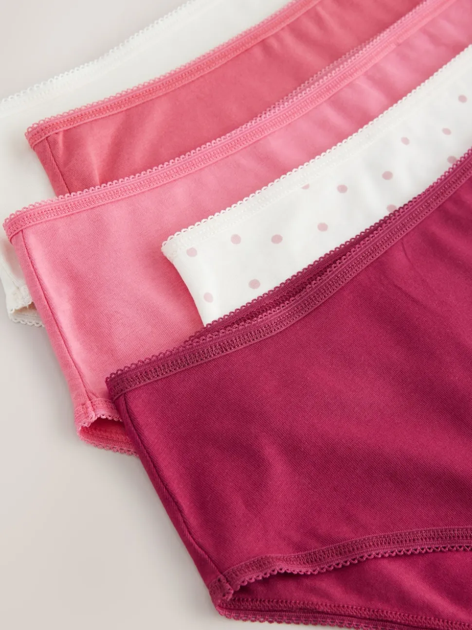 Berry Pink High Waist High Leg Cotton Rich Knickers 5 Pack