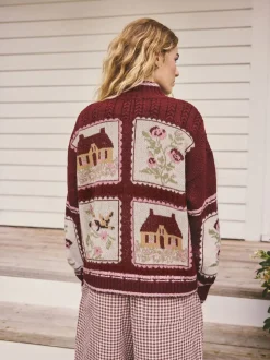 Berry Pink House Knit Cottage Cardigan