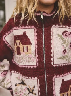 Berry Pink House Knit Cottage Cardigan