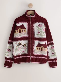 Berry Pink House Knit Cottage Cardigan