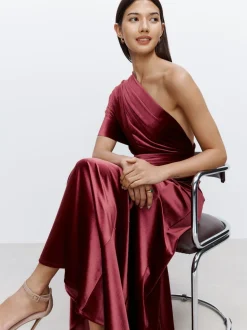 Berry Red Bridesmaid Velvet Multiway Maxi Dress